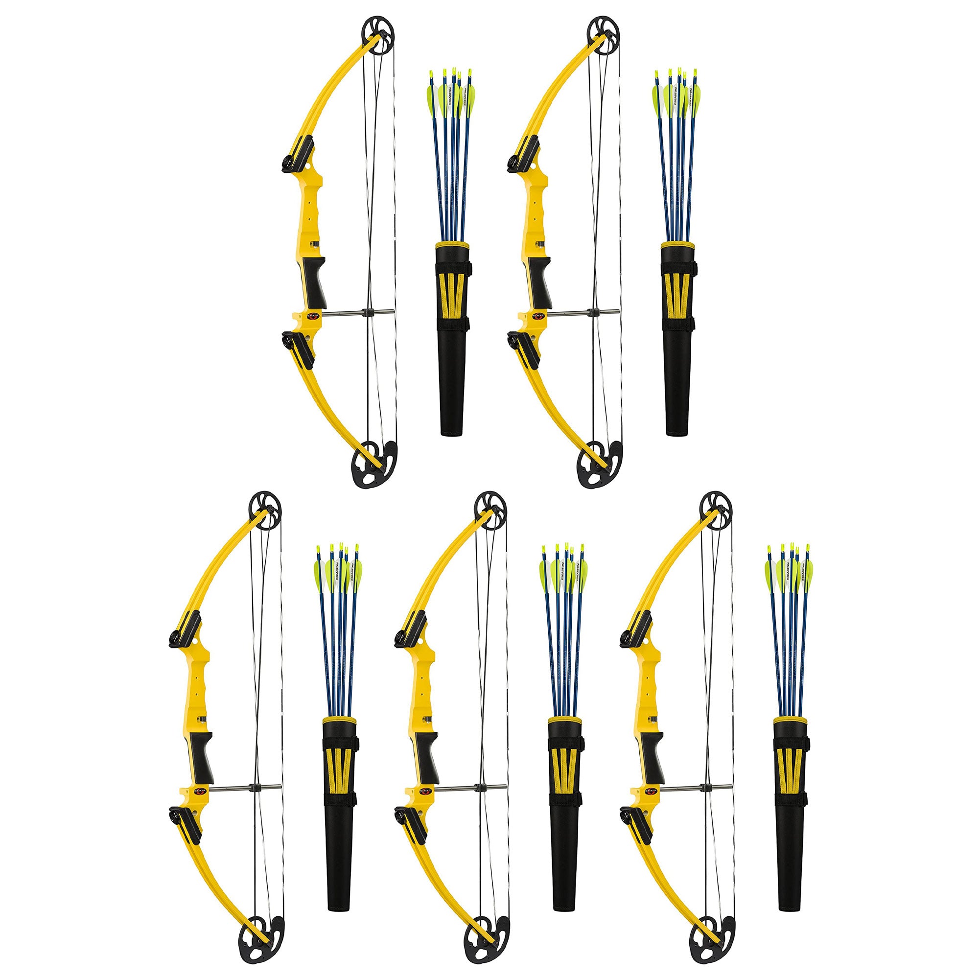 Genesis Archery Original Left Handed Compound Bow Archery Kit, Yellow (5 Pack)