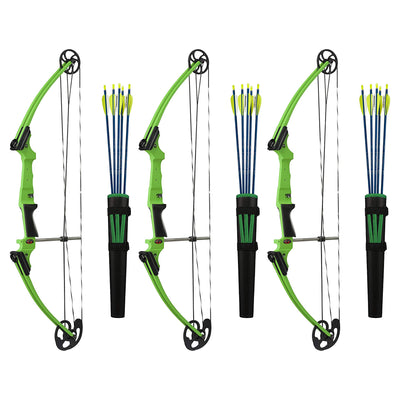 Genesis Archery Original Left Handed Compound Bow Archery Kit, Green (3 Pack)