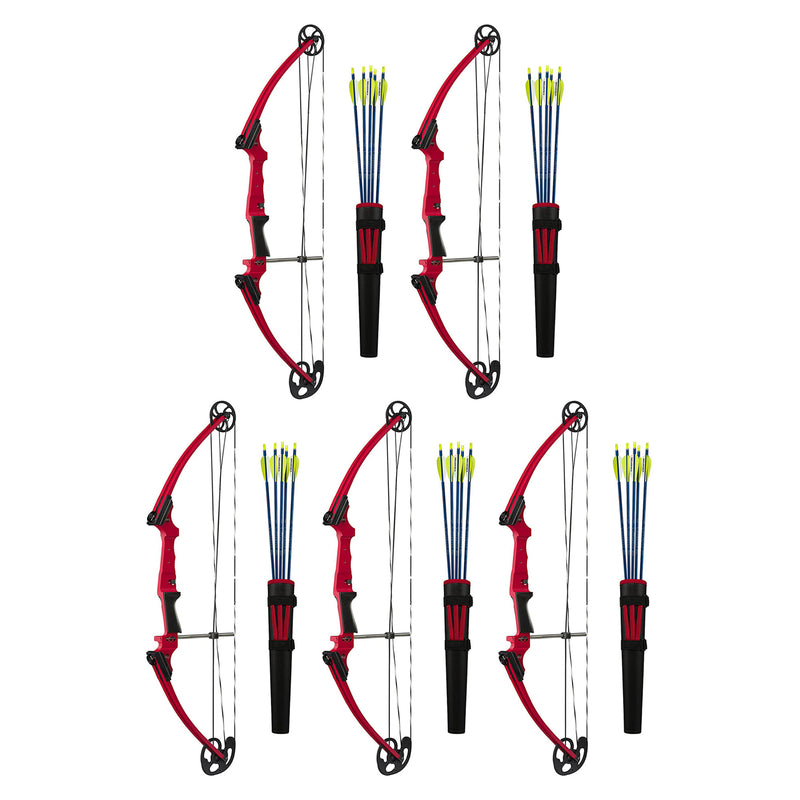 Genesis Archery Original Left Handed Compound Bow Archery Kit, Red (5 Pack)