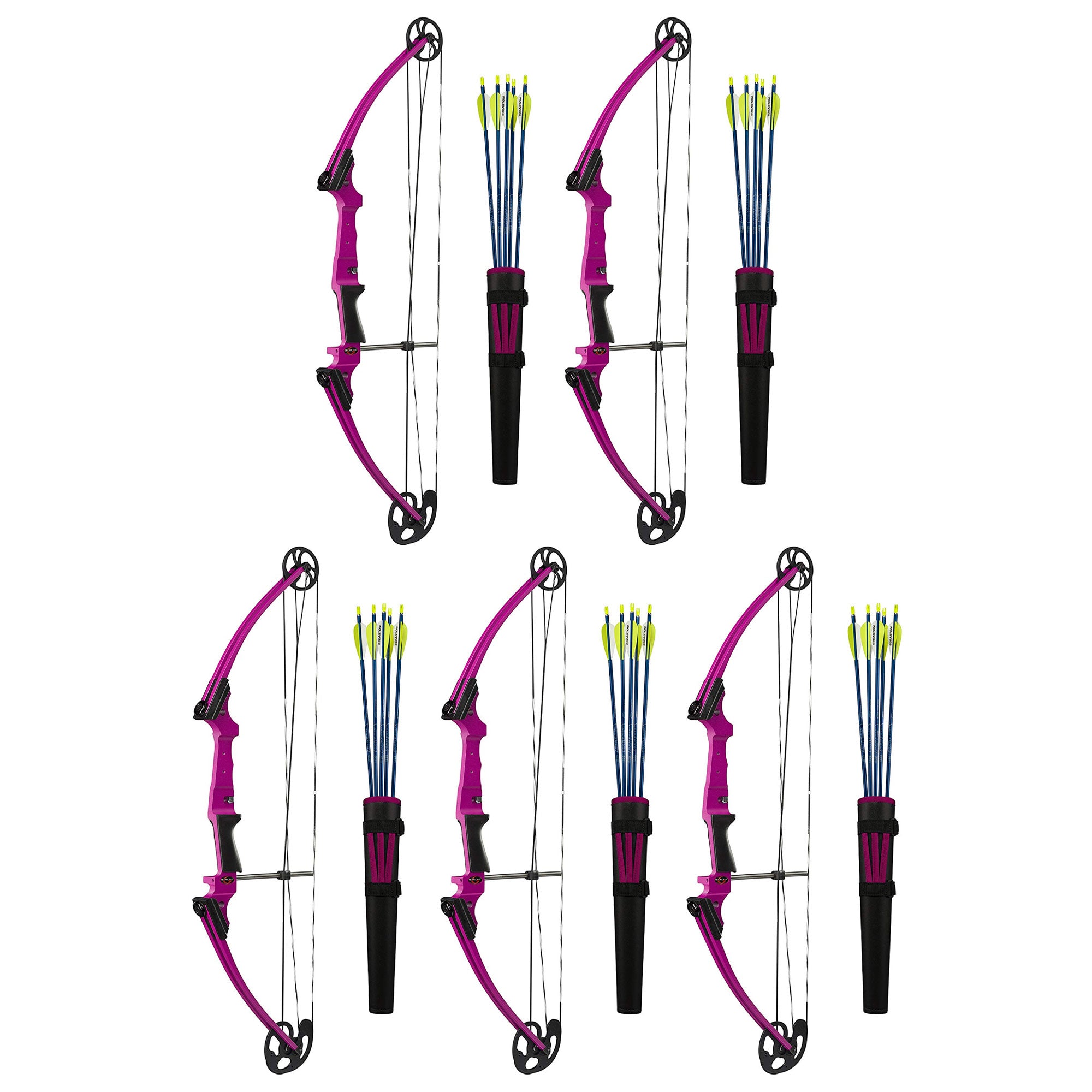 Genesis Archery Original Left Handed Compound Bow Archery Kit, Purple (5 Pack)