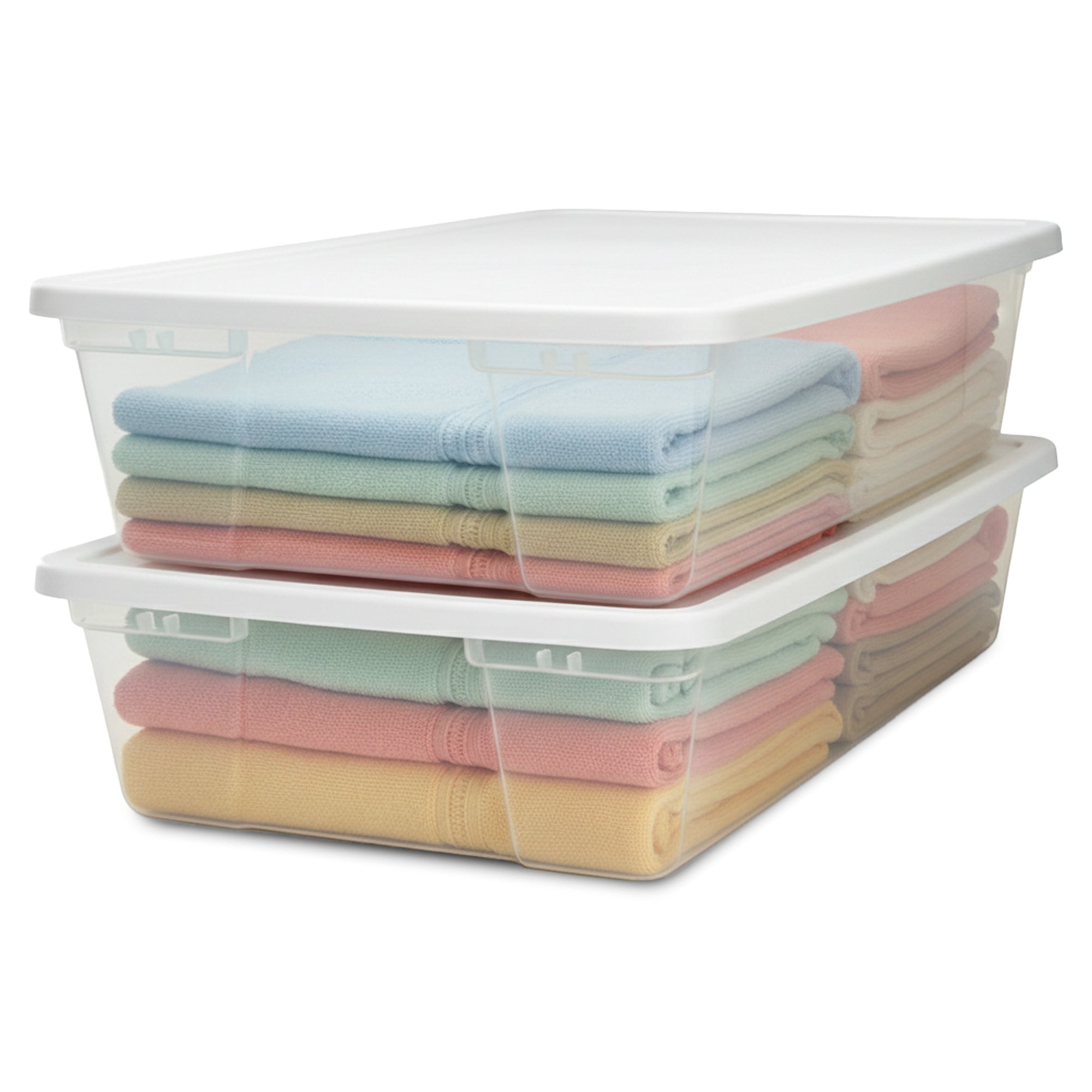 Homz Snaplock 41 Qt Stackable Plastic Storage Container w/Latching Lid (2 Pack) - VMInnovations