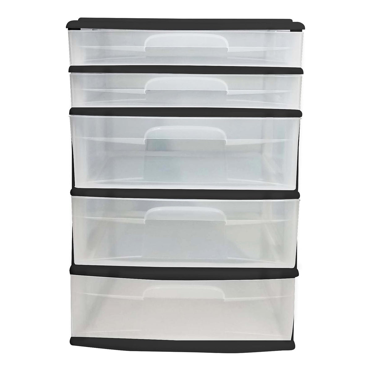Homz Black Plastic 5 Drawer Storage Container Tower with Clear Drawers(Open Box) - VMInnovations