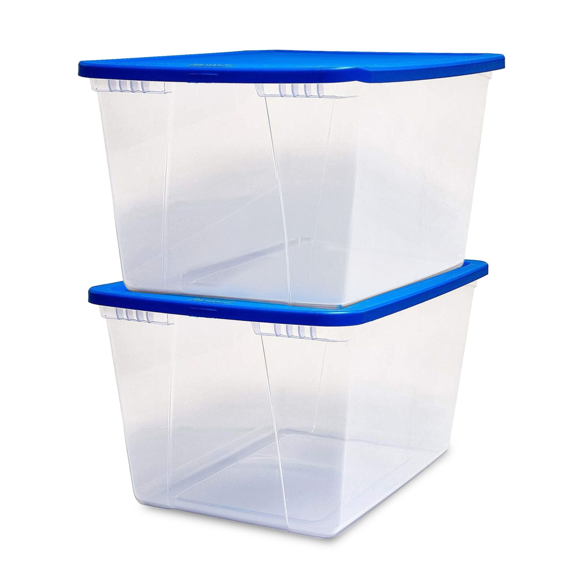 Homz 56 Qt Stackable Plastic Storage Container with Snaplock Lid, Blue (2 Pack) - VMInnovations