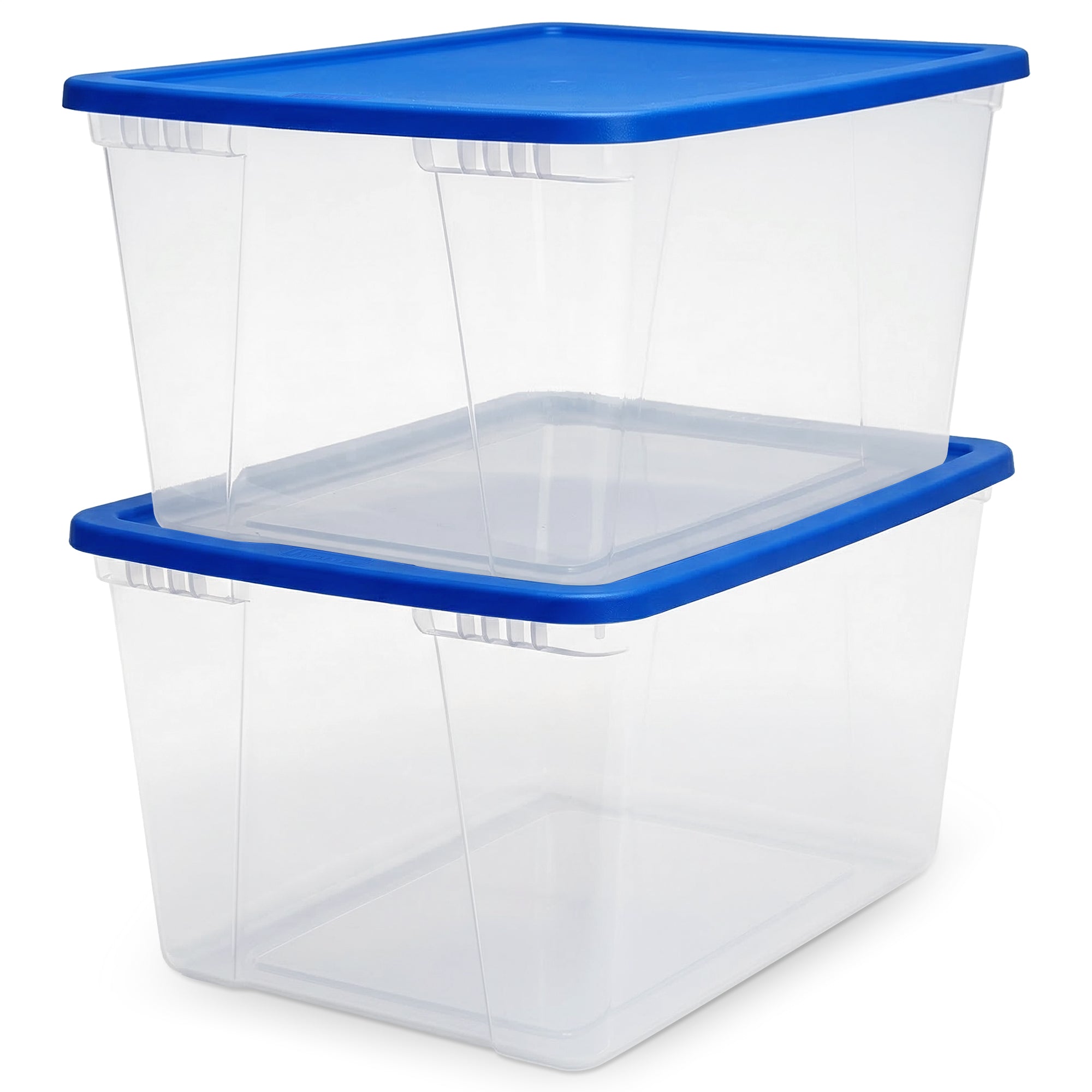 Homz 56 Qt Stackable Plastic Storage Container with Snaplock Lid, Blue (2 Pack) - VMInnovations