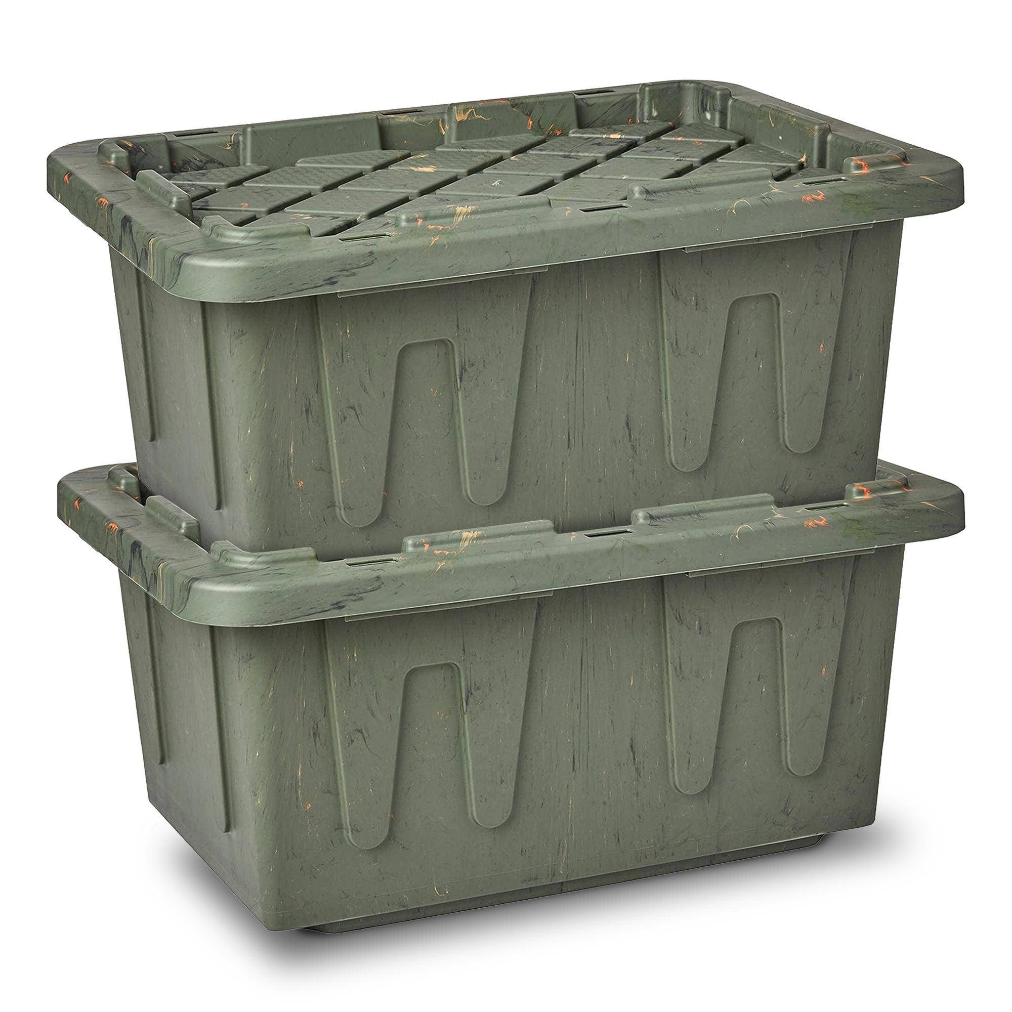 Homz 15 Gallon Durabilt Home Storage Container with Snap Lid, Green (2 Pack) - VMInnovations
