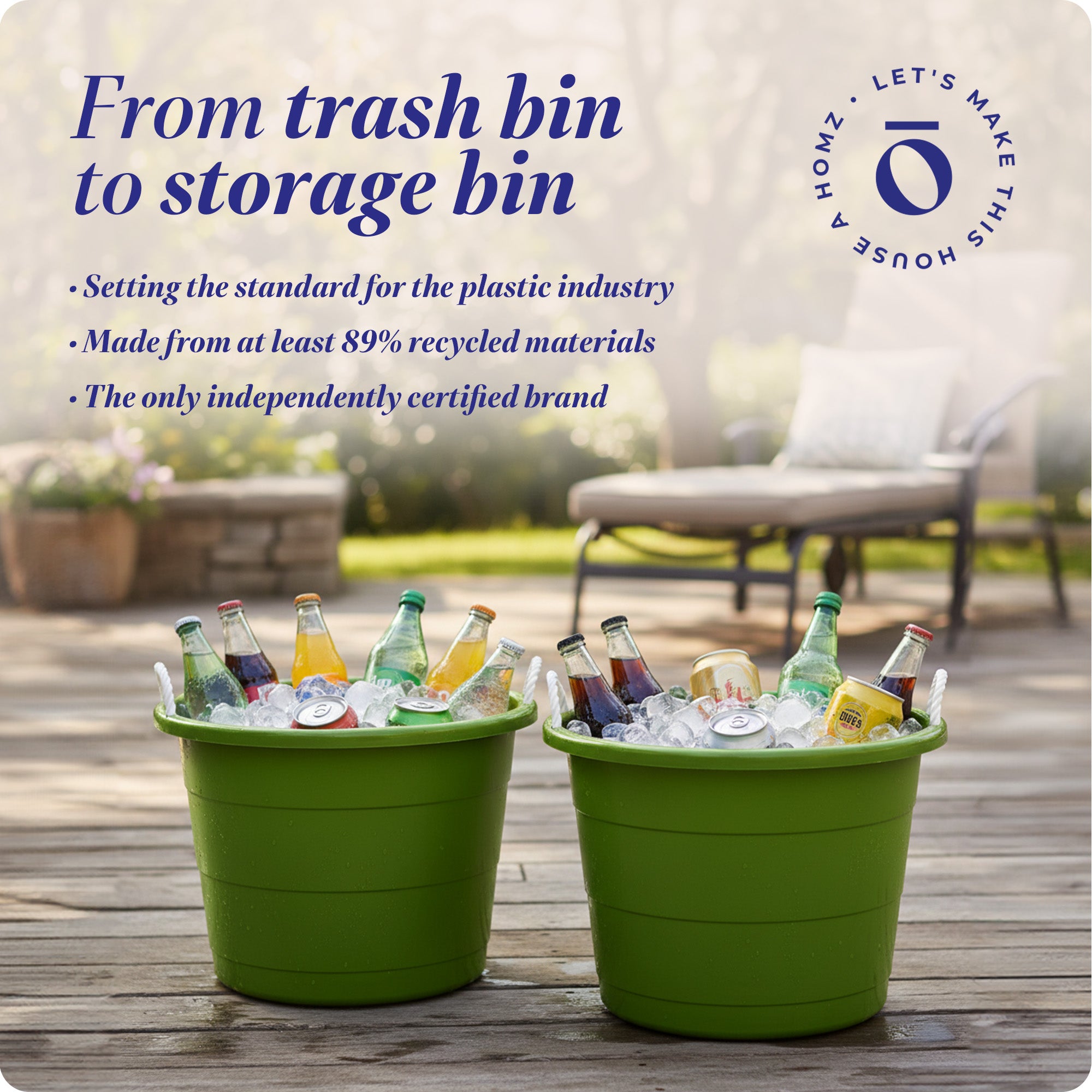 Homz 17 Gallon Storage Bucket w/ Rope Handles, Bold Lime (2 Pack) (Used)