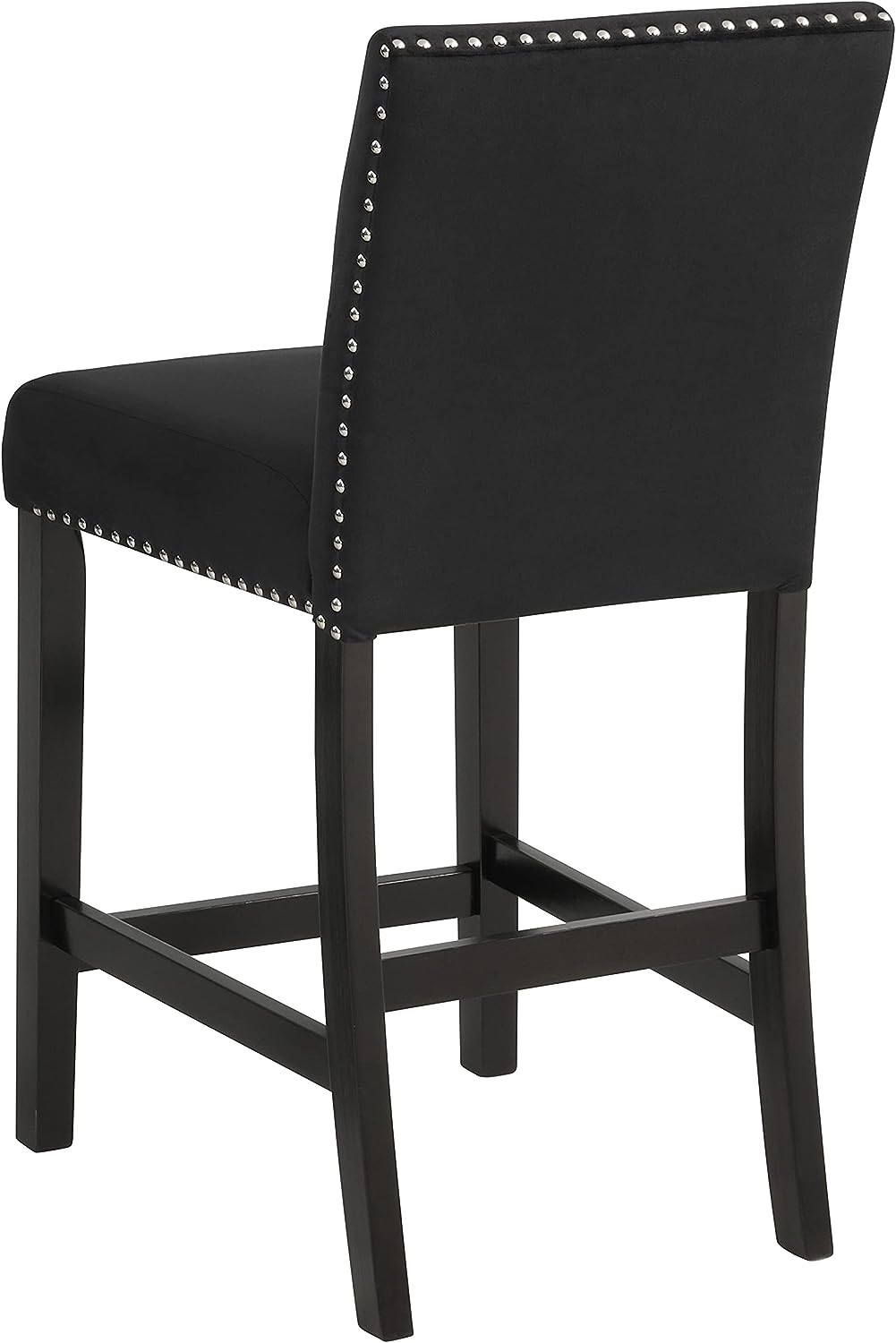 New Classic Furniture Celeste 42" Faux Marble Round Table, & 4 Chair Set, Black - VMInnovations
