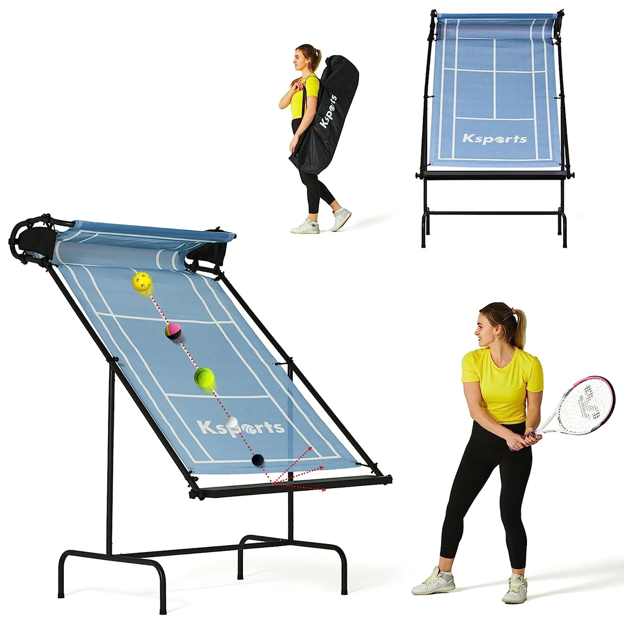 Ksports Racket Sports Indoor Outdoor Tennis Rebounder Net w/Bag, Blue(For Parts) - VMInnovations