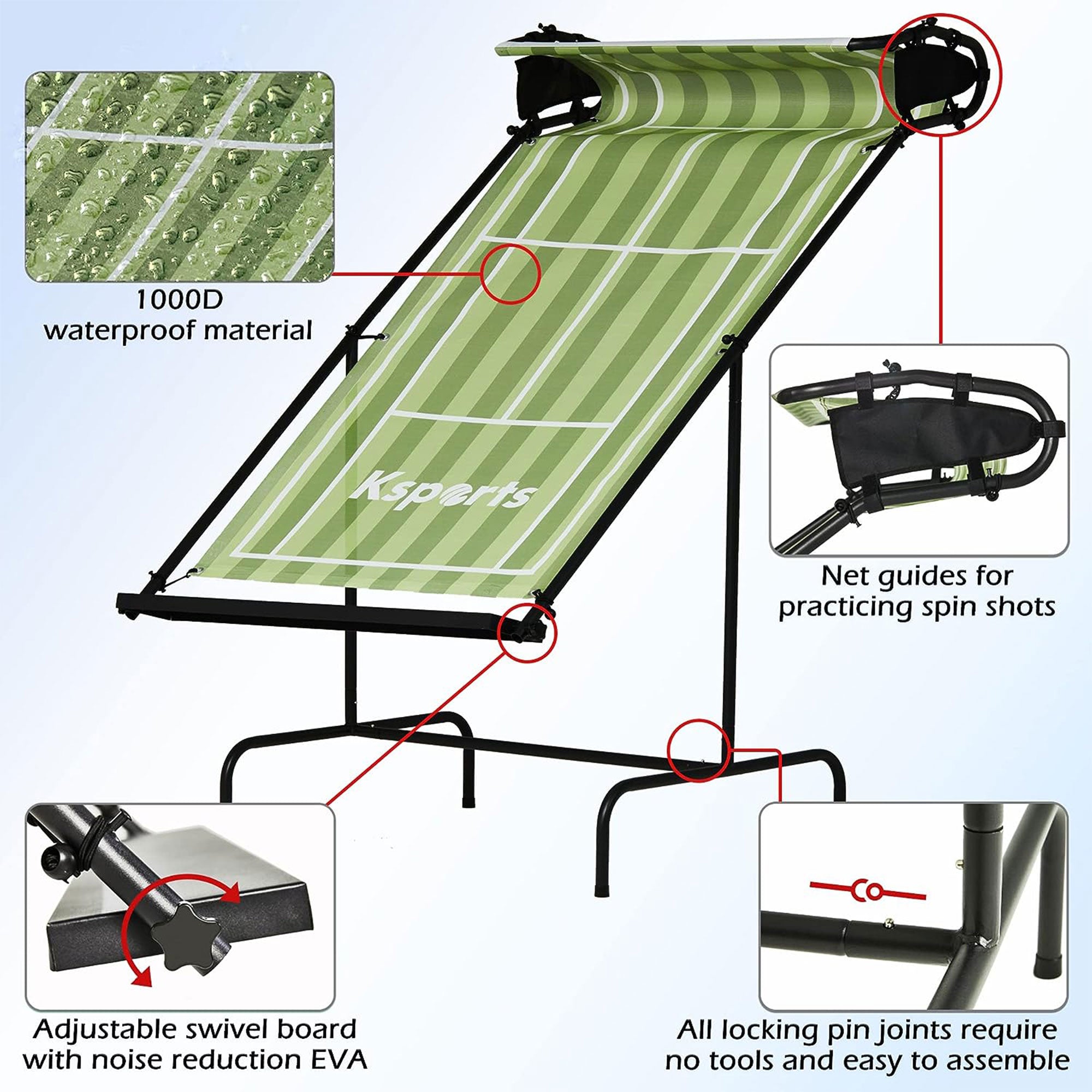 Ksports Racket Sports Indoor Outdoor Tennis Rebounder Net w/Bag, Green(For Parts - VMInnovations