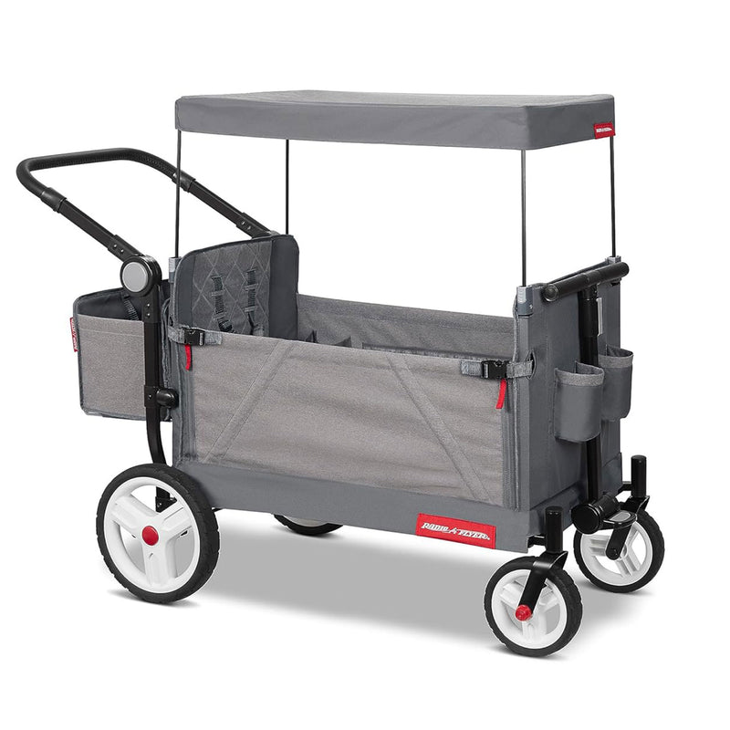 Radio Flyer Odyssey Collapsible Stroll N Wagon with Storage Bag, Light Gray