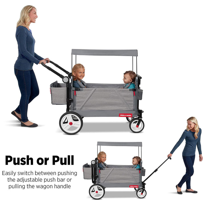 Radio Flyer Odyssey Collapsible Stroll N Wagon with Storage Bag, Light Gray - VMInnovations