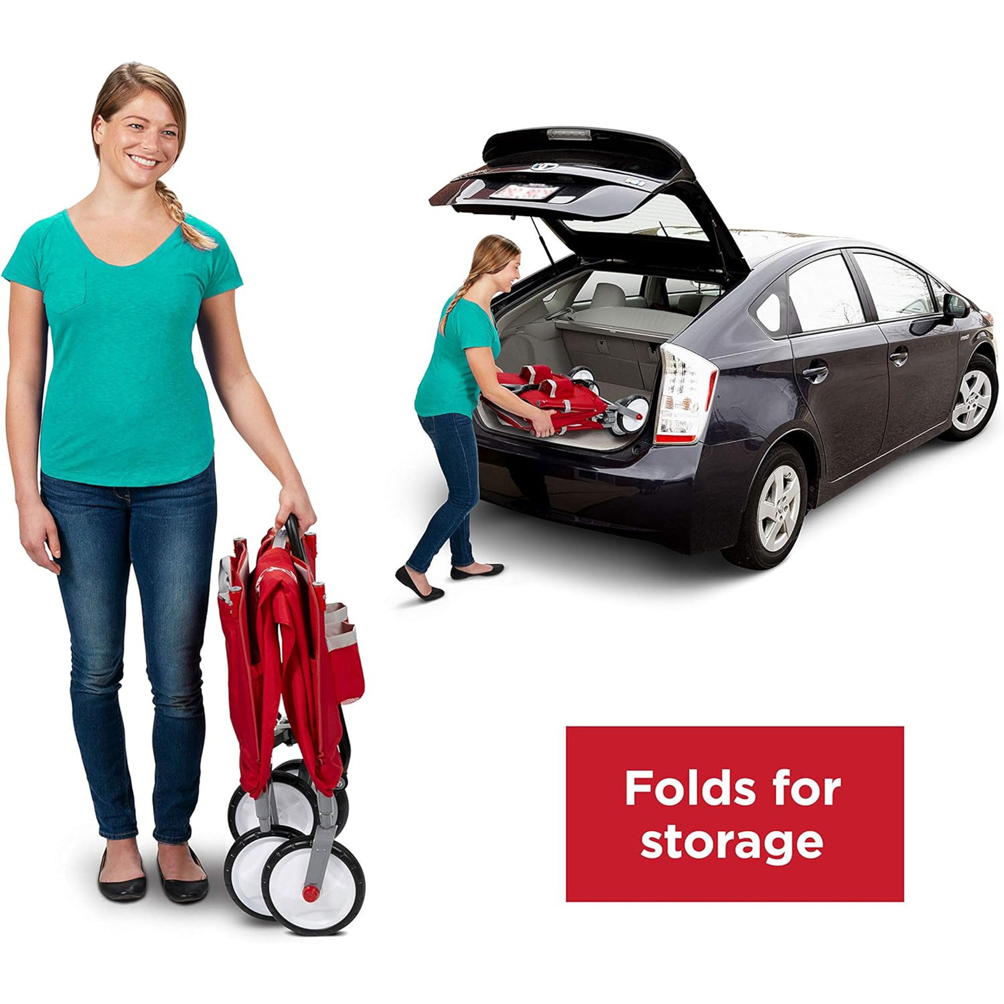 Radio Flyer 3 in 1 EZ Fold Wagon All Terrain Off Road Cart w/Canopy, Red (Used) - VMInnovations
