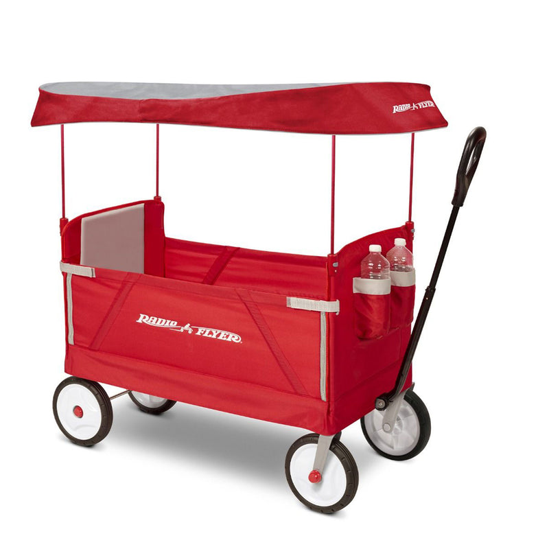 Radio Flyer 3 in 1 EZ Fold Wagon All Terrain Off Road Cart with Canopy, Red
