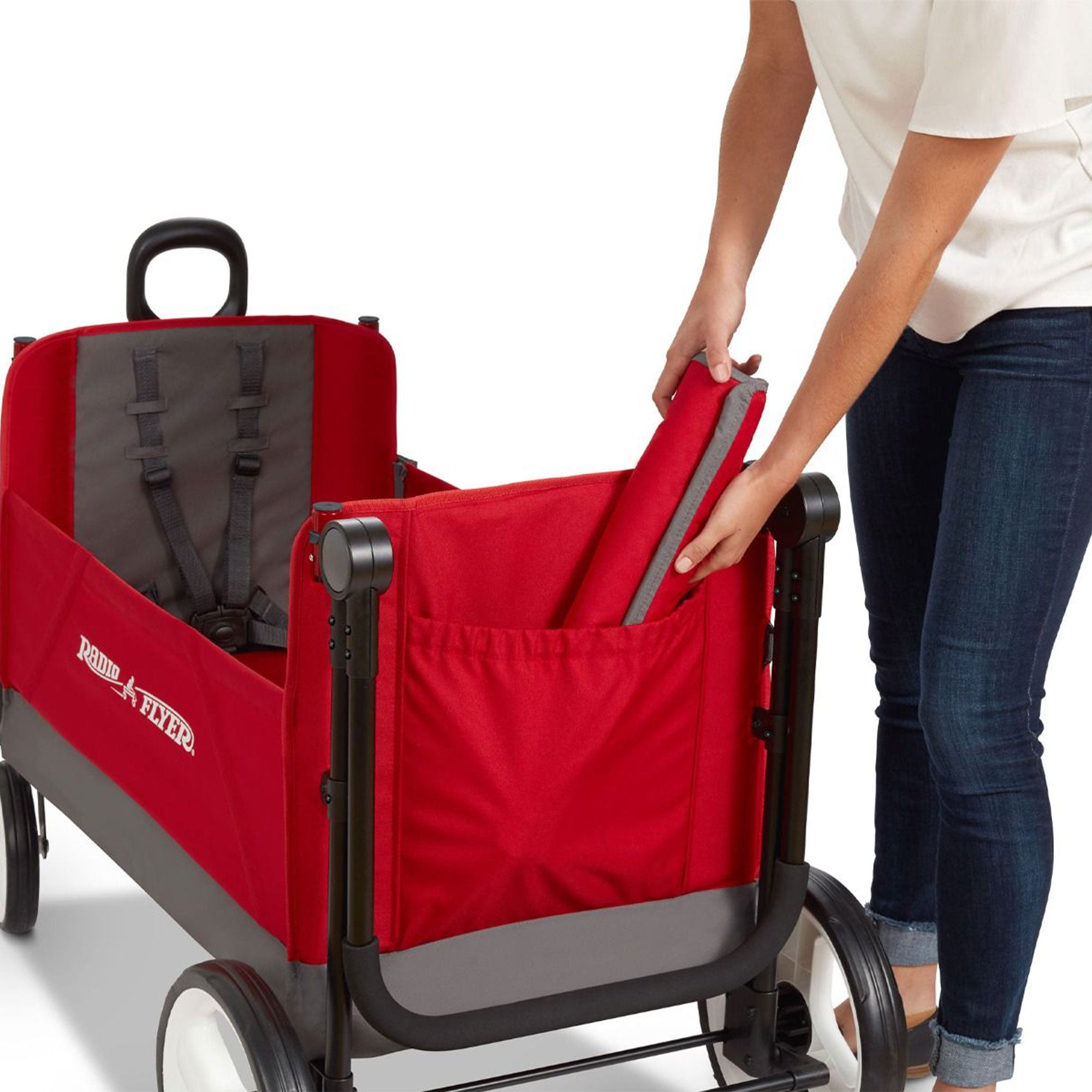 Radio Flyer Convertible Stroll N Wagon with Push & Pull Handle, Red/Black (Used) - VMInnovations