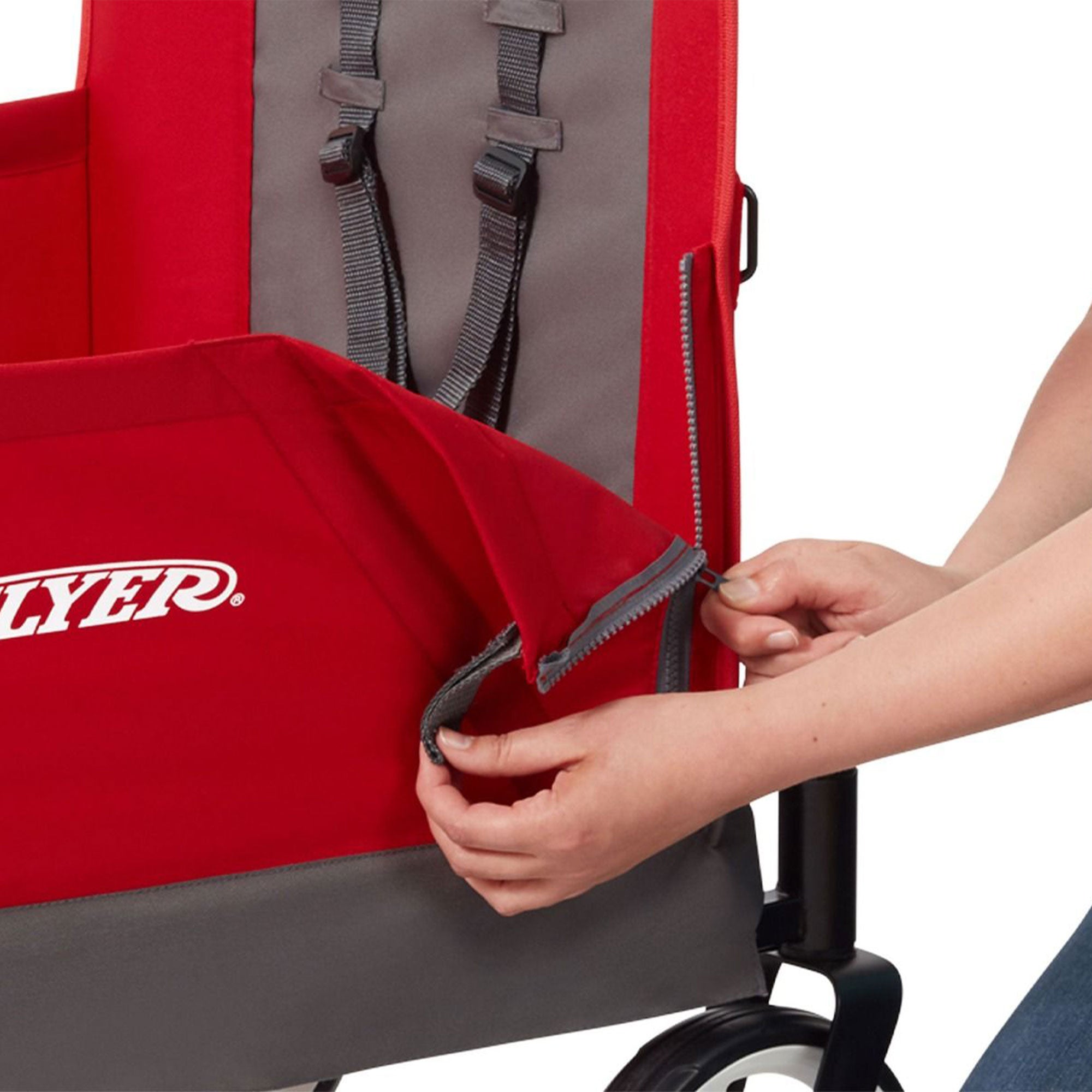 Radio Flyer Convertible Stroll N Wagon w/ Push&Pull Handle, Red/Black(Open Box)