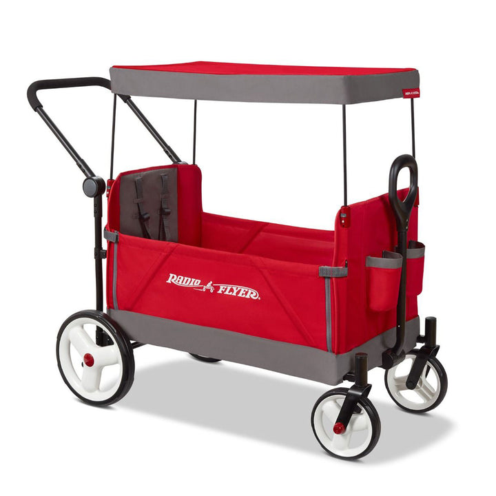 Radio Flyer Convertible Stroll N Wagon with Push and Pull Handle, Red/Black - VMInnovations