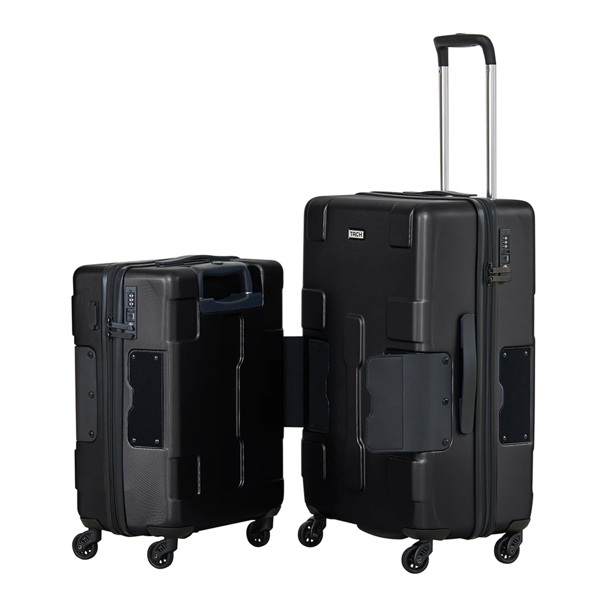 TACH V3 Connectable 2Pc Hard Shell Suitcase Luggage Set w/Spinners, Black (Used) - VMInnovations