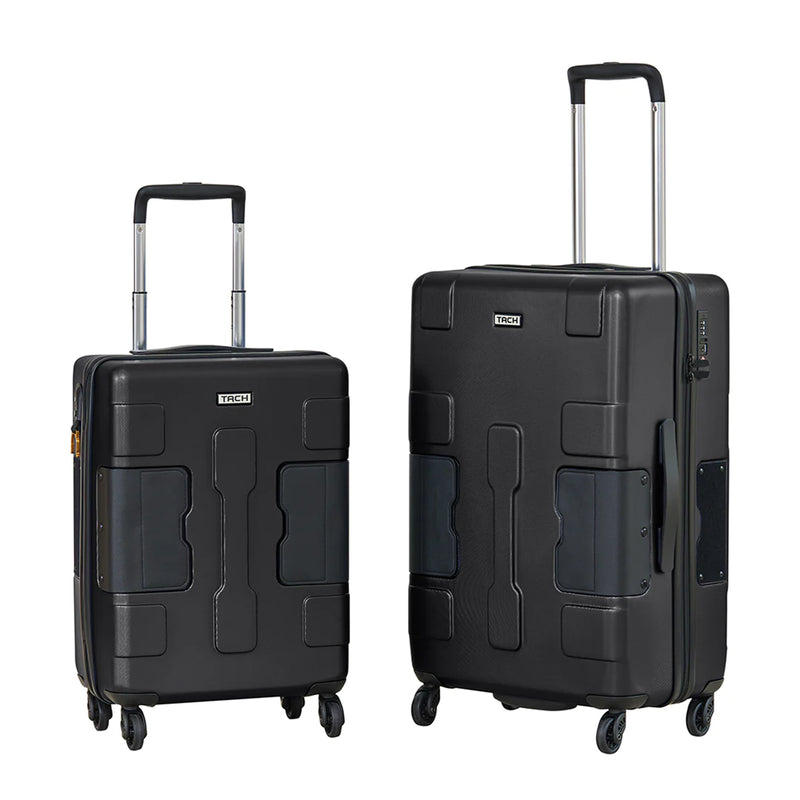 TACH V3 Connectable 2 Piece Hard Shell Suitcase Luggage Set with Spinners, Black