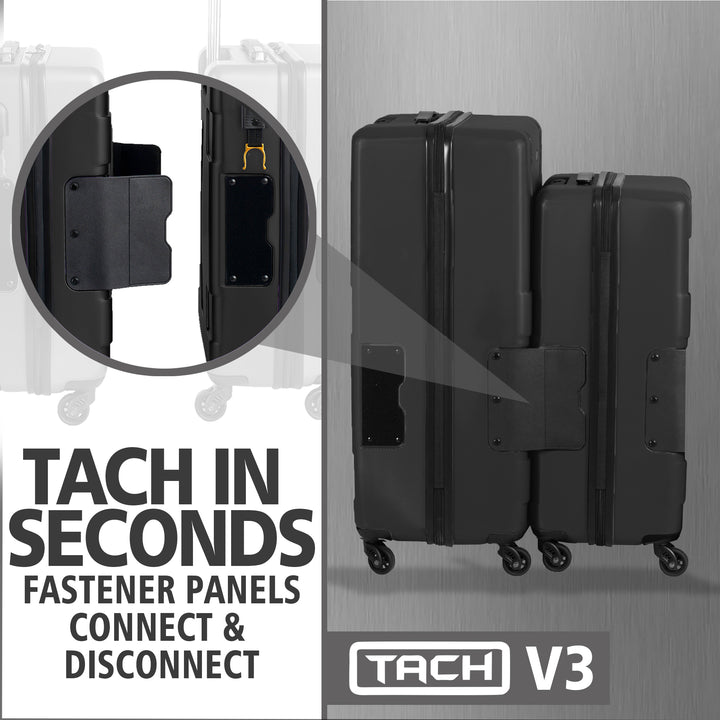TACH V3 Connectable 2pc Hard Shell Suitcase Set w/Spinners, Black(Open Box) - VMInnovations