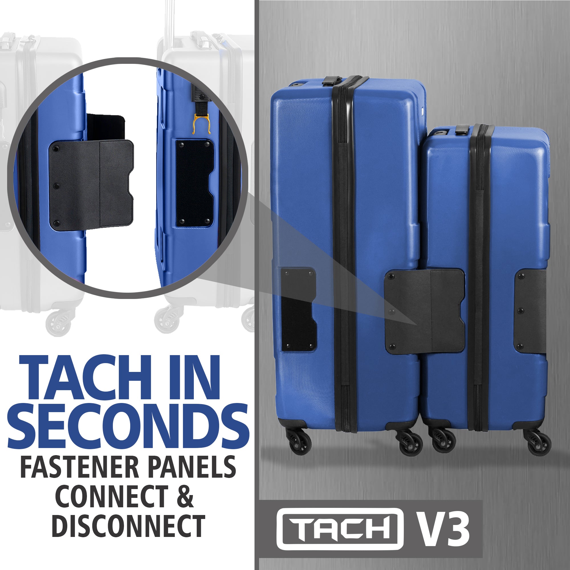 TACH V3 Connectable 2pc Hard Spinner Suitcase Luggage Set, Midnight Blue (Used) - VMInnovations