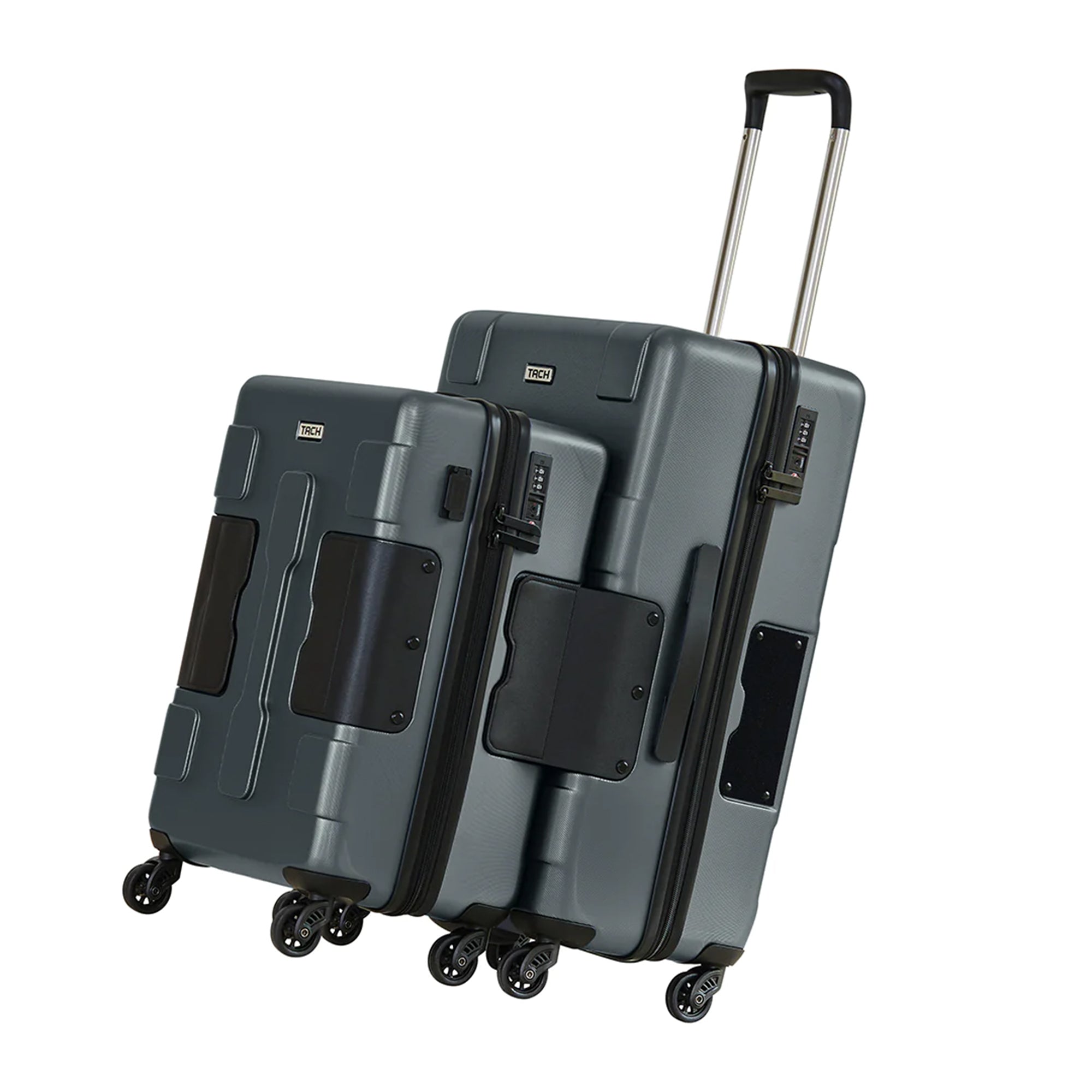 TACH Connectable 2pc Hard Shell Suitcase Luggage Set w/Spinners, Grey (Open Box) - VMInnovations