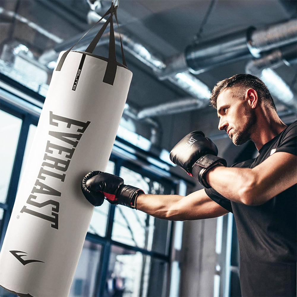 Everlast Elite 2 Nevatear 80lb Heavy Punching Bag w/Dual Hanging Strap, White - VMInnovations