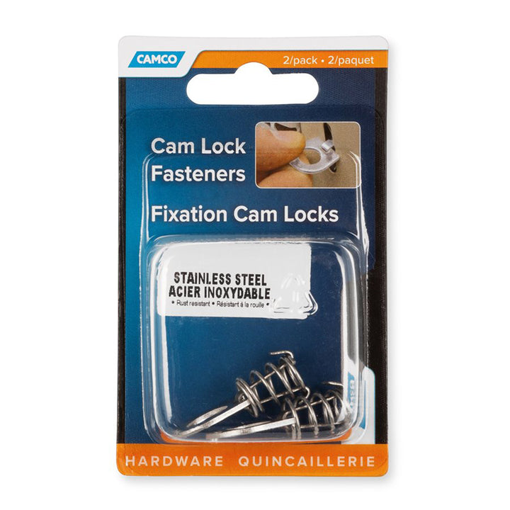 Camco Stainless Steel Bilingual Cam Lock for Water Heater Door Latch, Silver - VMInnovations