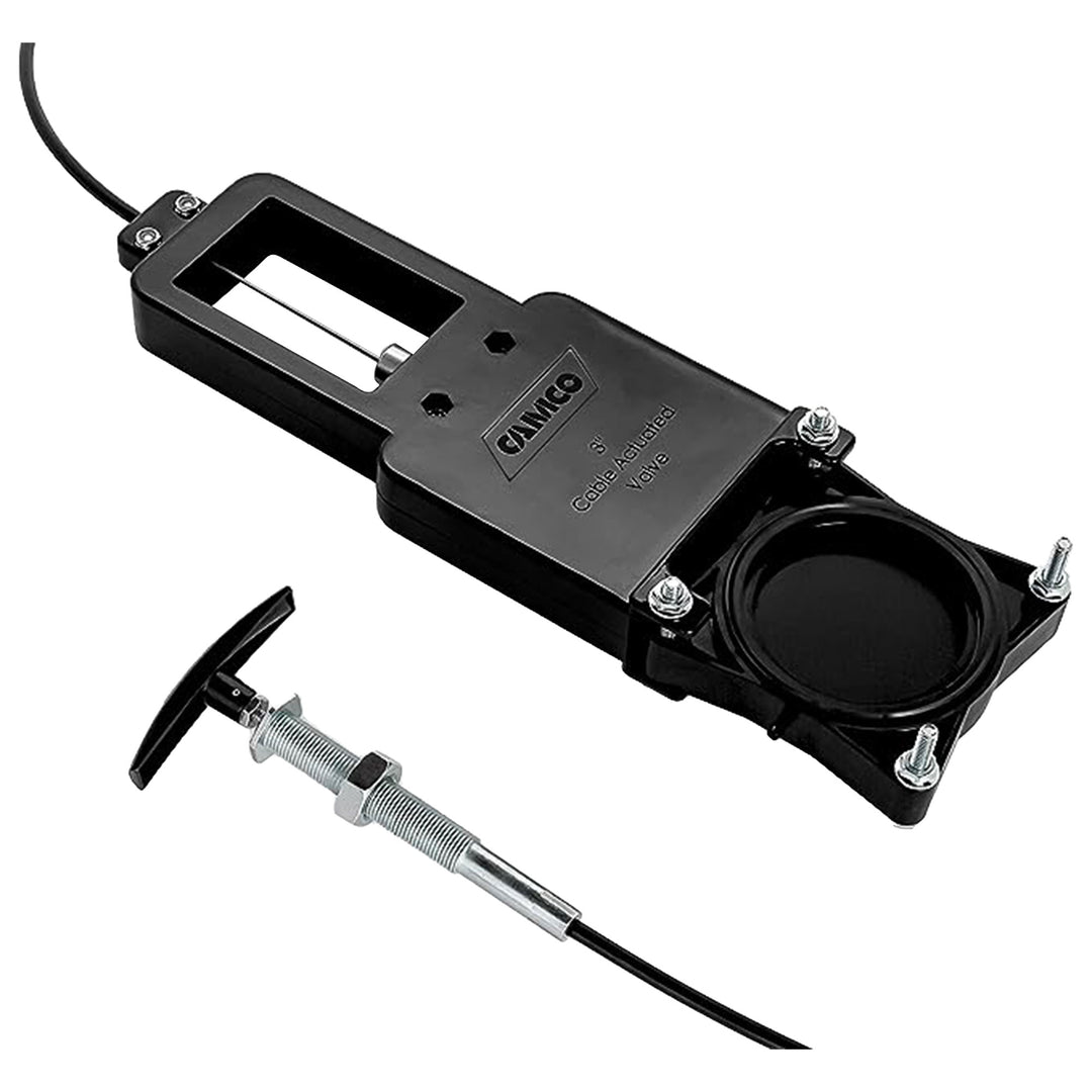Camco 3" RV Waste Valve w/72" Cable Extension Kit, Sidewall/Compartment Mount - VMInnovations