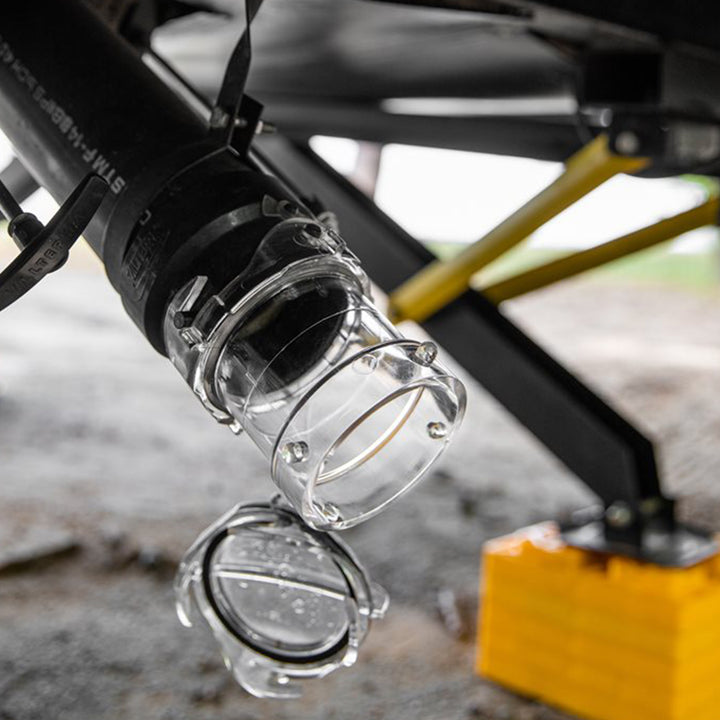 Camco 3.5" Non-Restrictive RV Sewer Hose Outlet Extender, Clear Plastic Adapter - VMInnovations