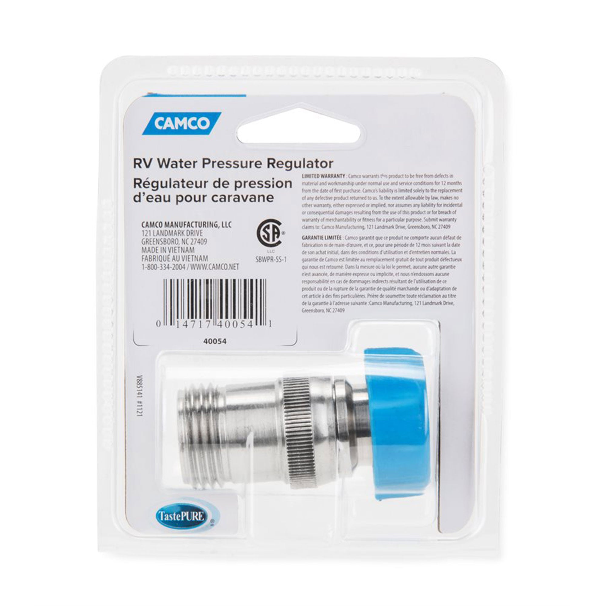 Camco 40054 50 to 60 PSI RV Durable Stainless Steel Water Pressure Regulator - VMInnovations