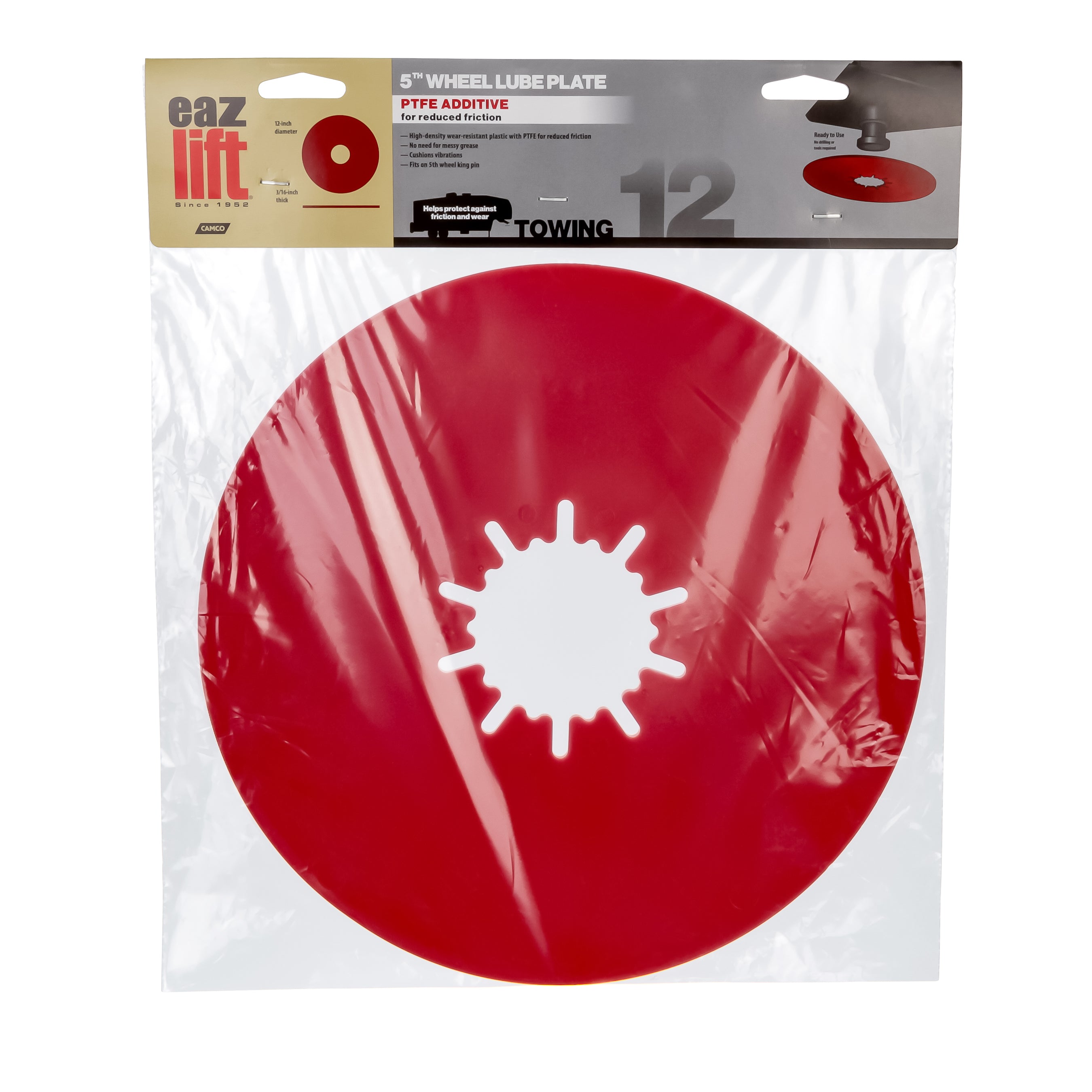 EAZ LIFT 44678 12 Inch Premium Fifth Wheel Lube Plate for Trailers & Towing, Red