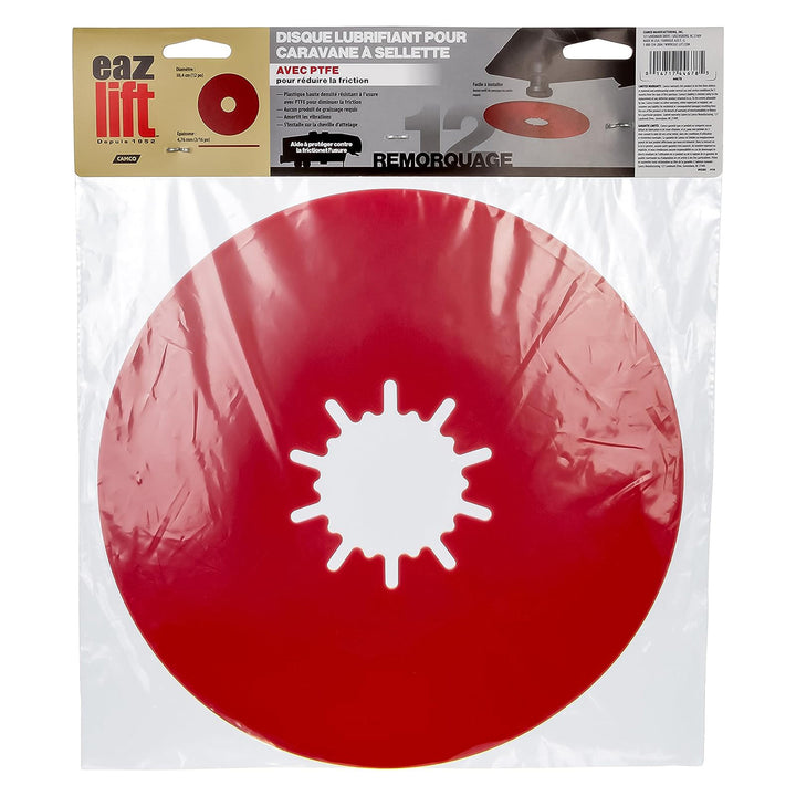 EAZ LIFT 44678 12 Inch Premium Fifth Wheel Lube Plate for Trailers & Towing, Red - VMInnovations