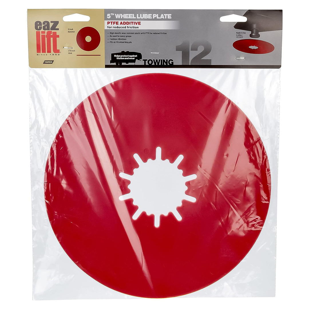 EAZ LIFT 44678 12 Inch Premium Fifth Wheel Lube Plate for Trailers & Towing, Red - VMInnovations