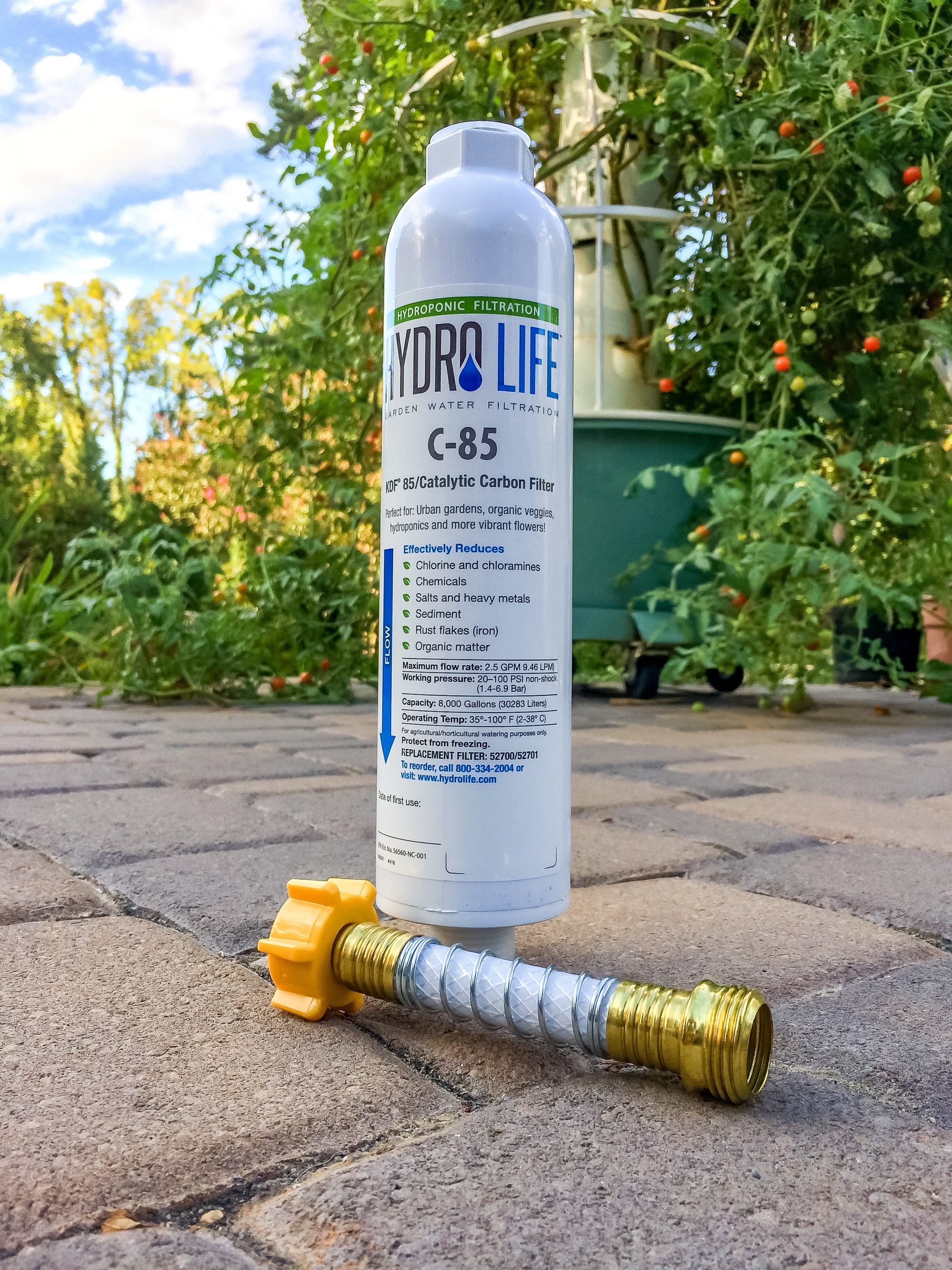 Camco Hydro Life Hydroponics C85 Inline Water Filter w/ Flexible Hose Protector