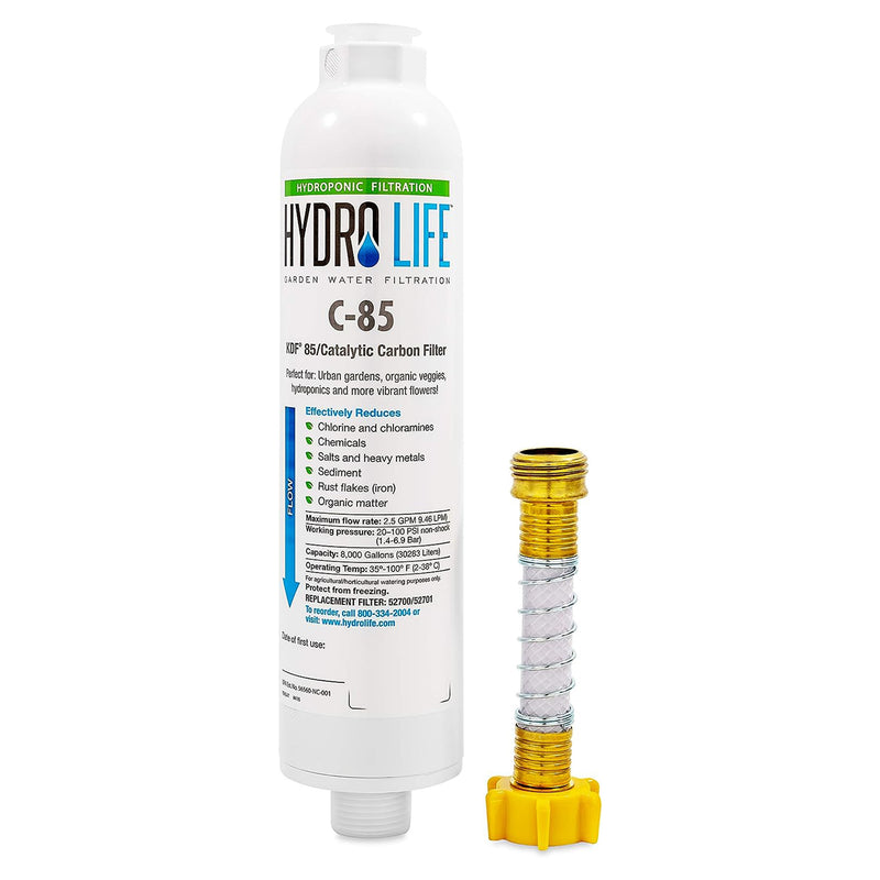 Camco Hydro Life Hydroponics C85 Inline Water Filter w/ Flexible Hose Protector