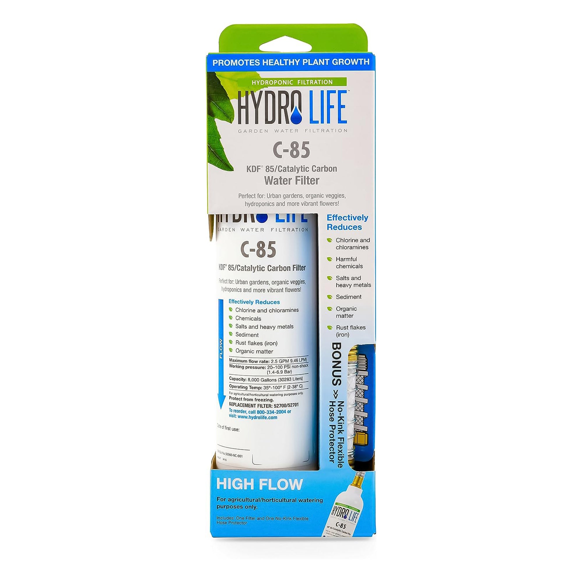 Camco Hydro Life Hydroponics C85 Inline Water Filter w/ Flexible Hose Protector
