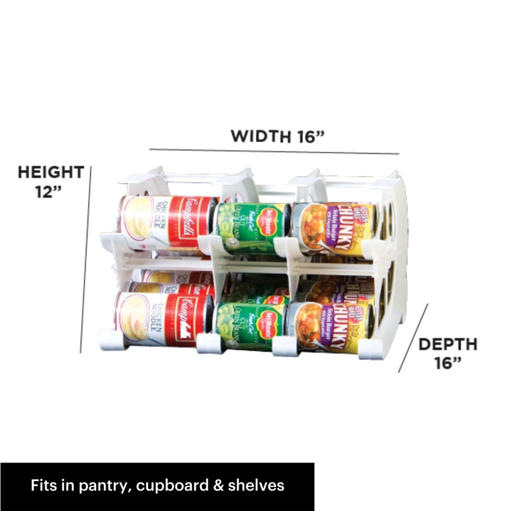 FIFO Mini Can Tracker Holds 30 10 to 24 Oz Can Sizes, USA Made, White(For Parts) - VMInnovations