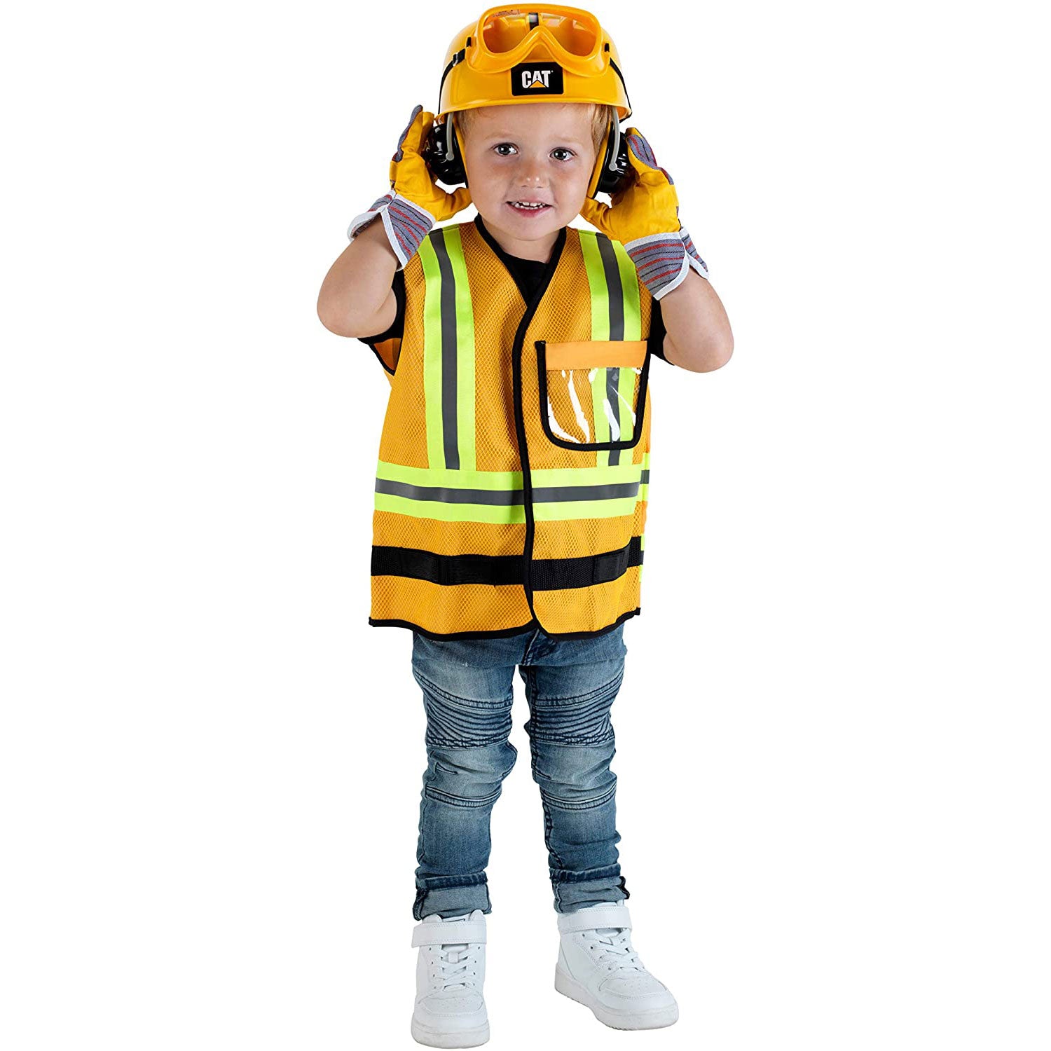 Theo Klein Bosch DIY Construction Toy Toolset Bundle w/ Caterpillar Worker Vest