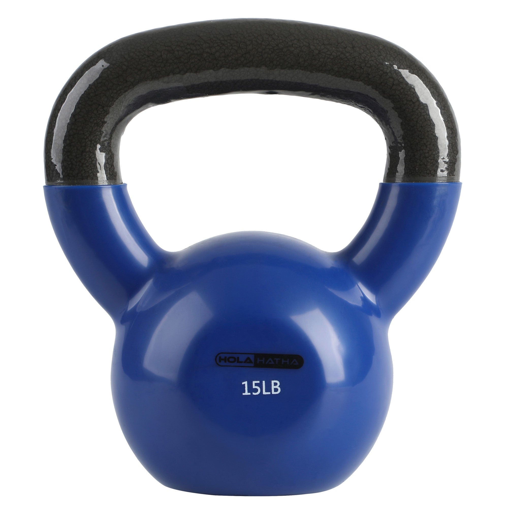 HolaHatha 15 Pound Solid Cast Iron Workout Kettlebell for Home Strength Training - VMInnovations