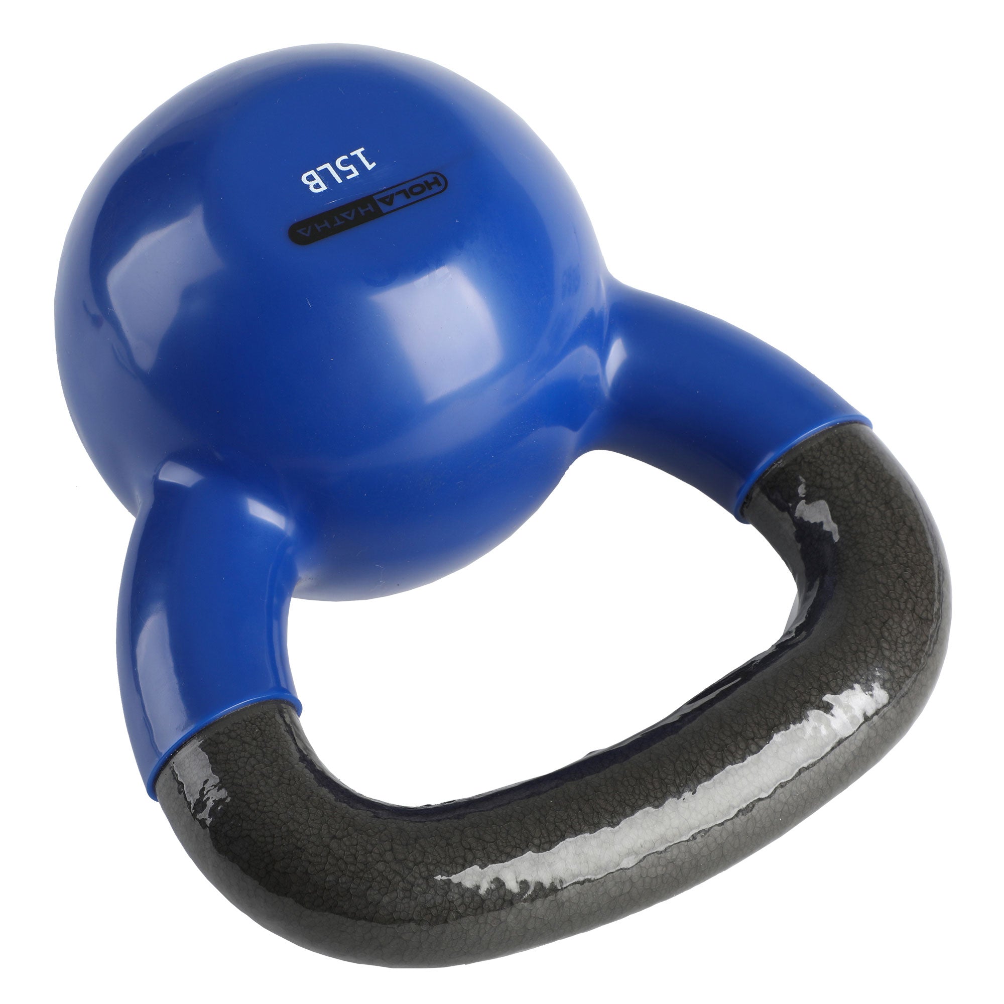 HolaHatha 15 Pound Solid Cast Iron Workout Kettlebell for Home Strength Training - VMInnovations