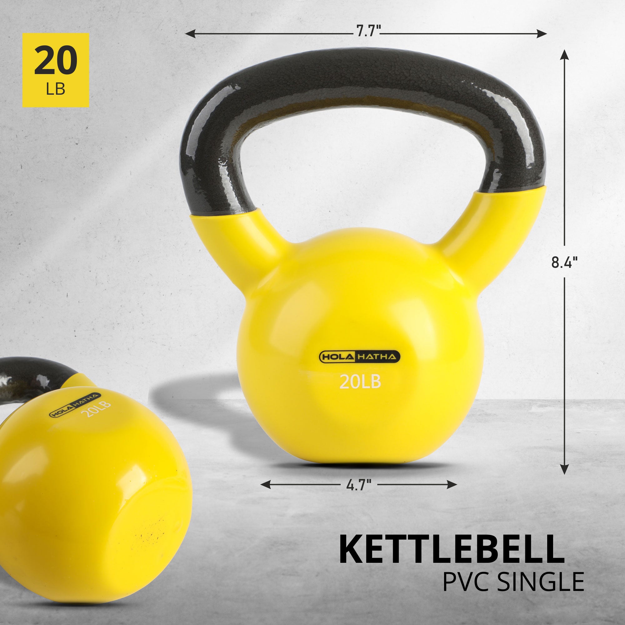 HolaHatha 20lb Solid Cast Iron Kettlebell for Home Strength Training (Open Box) - VMInnovations