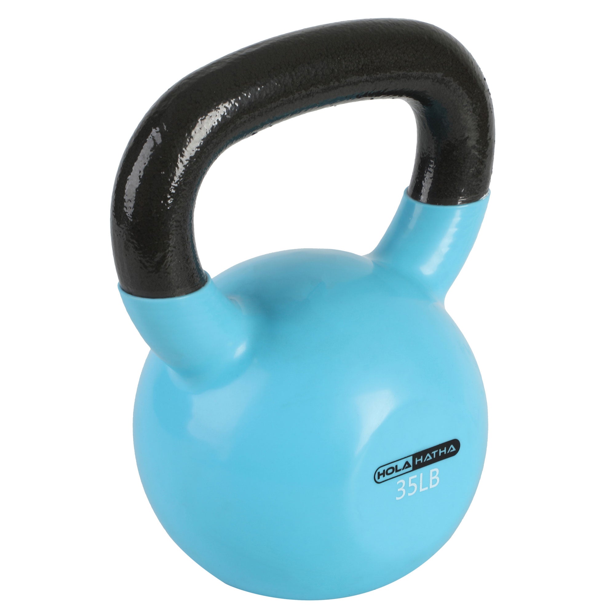 HolaHatha 35 Pound Solid Cast Iron Workout Kettlebell for Home Strength Training - VMInnovations