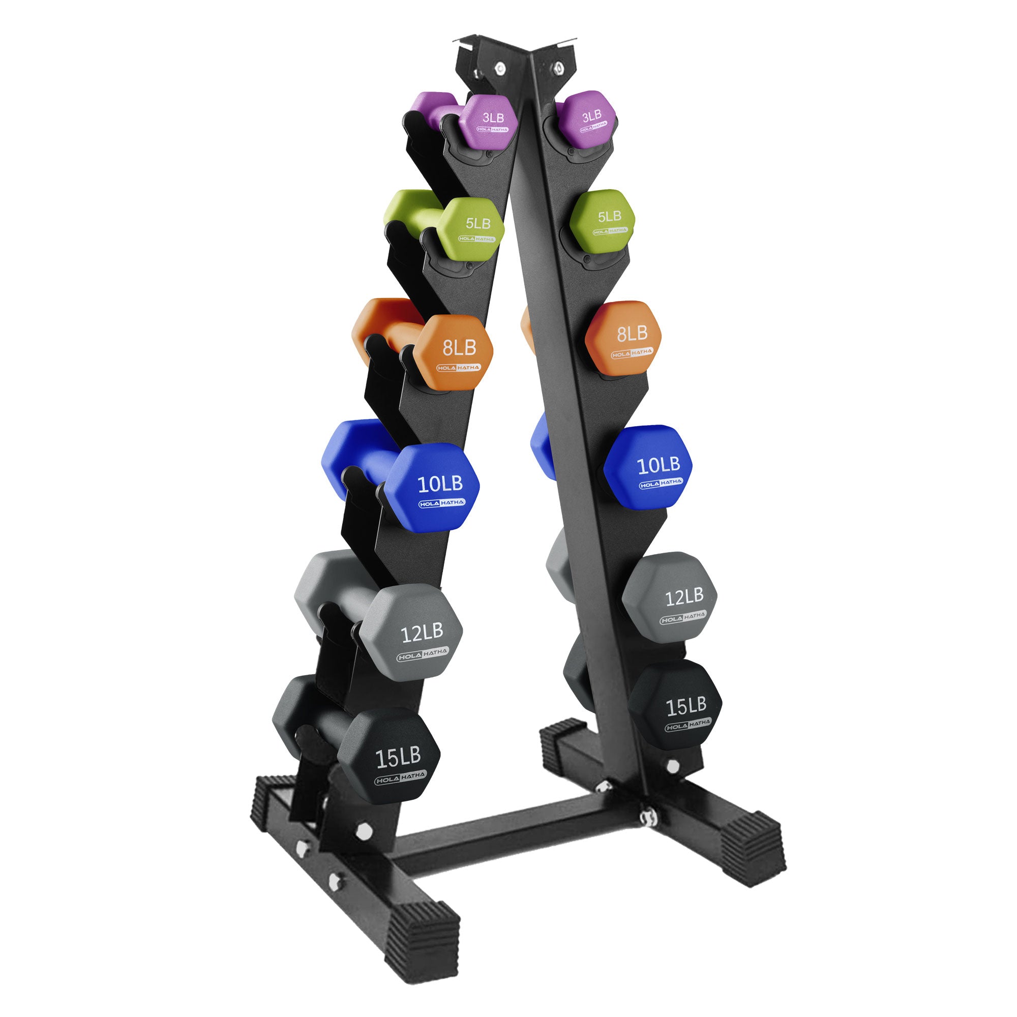 HolaHatha 3, 5, 8, 10, 12 & 15Lb Dumbbell Weight Set w/Storage Rack (For Parts) - VMInnovations