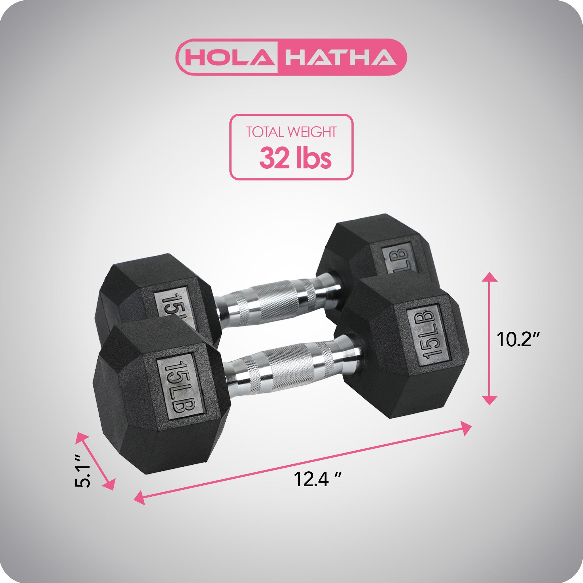 HolaHatha Iron Cast Home Exercise Dumbbell Free Weight, 15 Pounds (Open Box) - VMInnovations