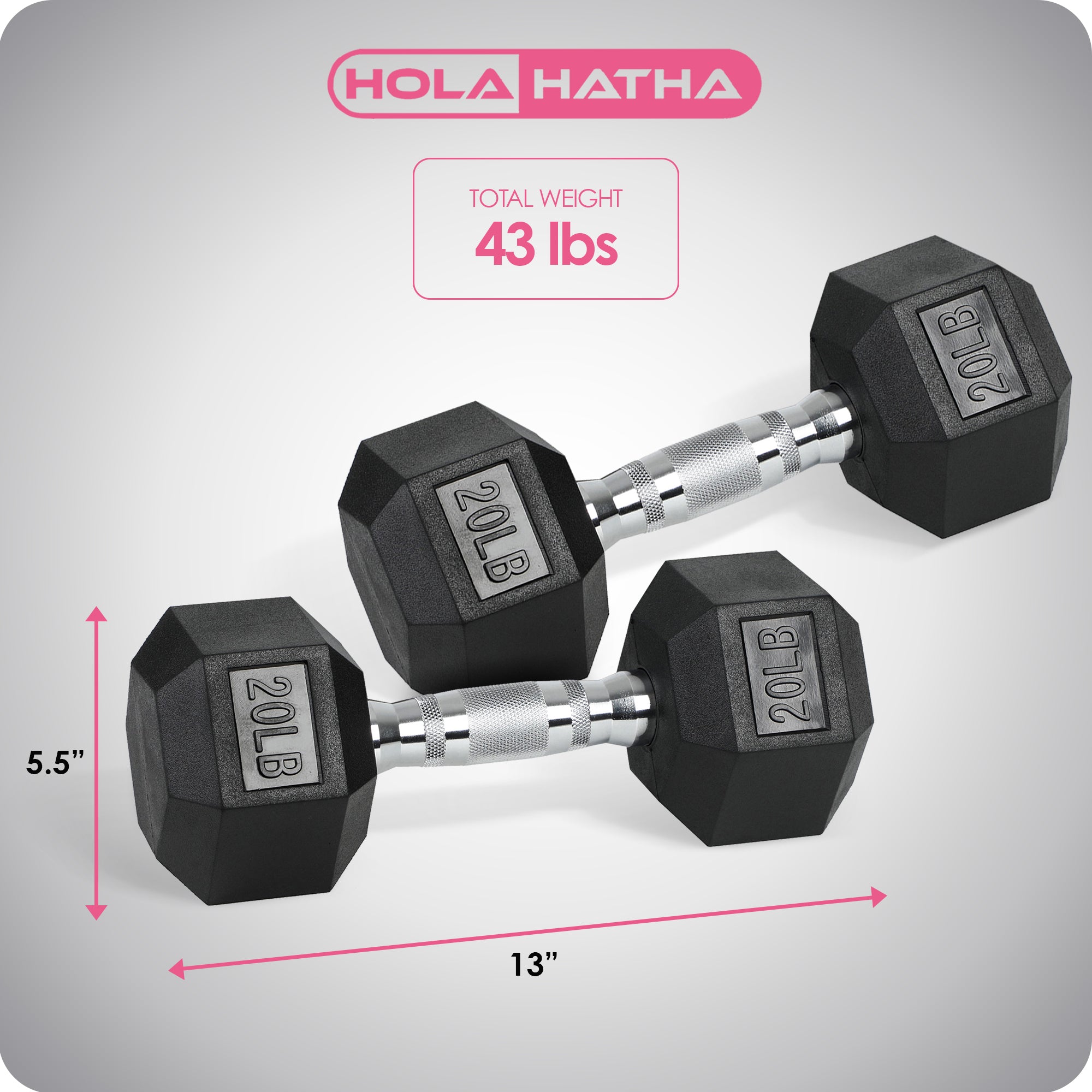 HolaHatha Iron Hex Cast Home Exercise Dumbbell Free Weight, 20 Pounds (Used) - VMInnovations