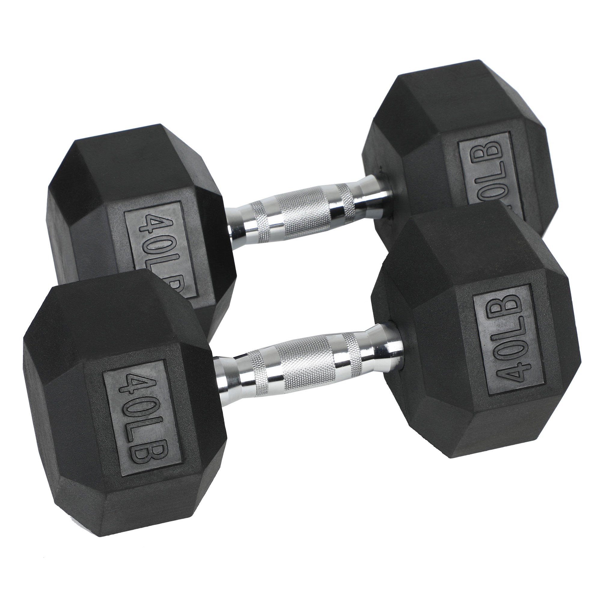 HolaHatha Iron Hex Cast Home Exercise Dumbbell Free Weight, 40 Pounds (Open Box) - VMInnovations