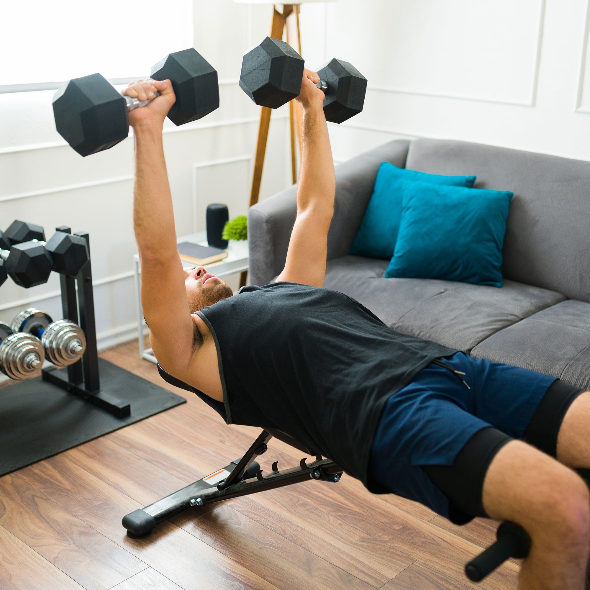 HolaHatha Iron Hex Cast Home Exercise Dumbbell Free Weight, 40 Pounds (Open Box) - VMInnovations