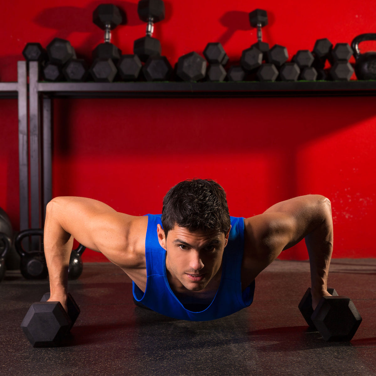 HolaHatha 10, 15, 25, 30 & 35 Pound Hexagonal Dumbbell Weight Set w/ Rack, Black - VMInnovations
