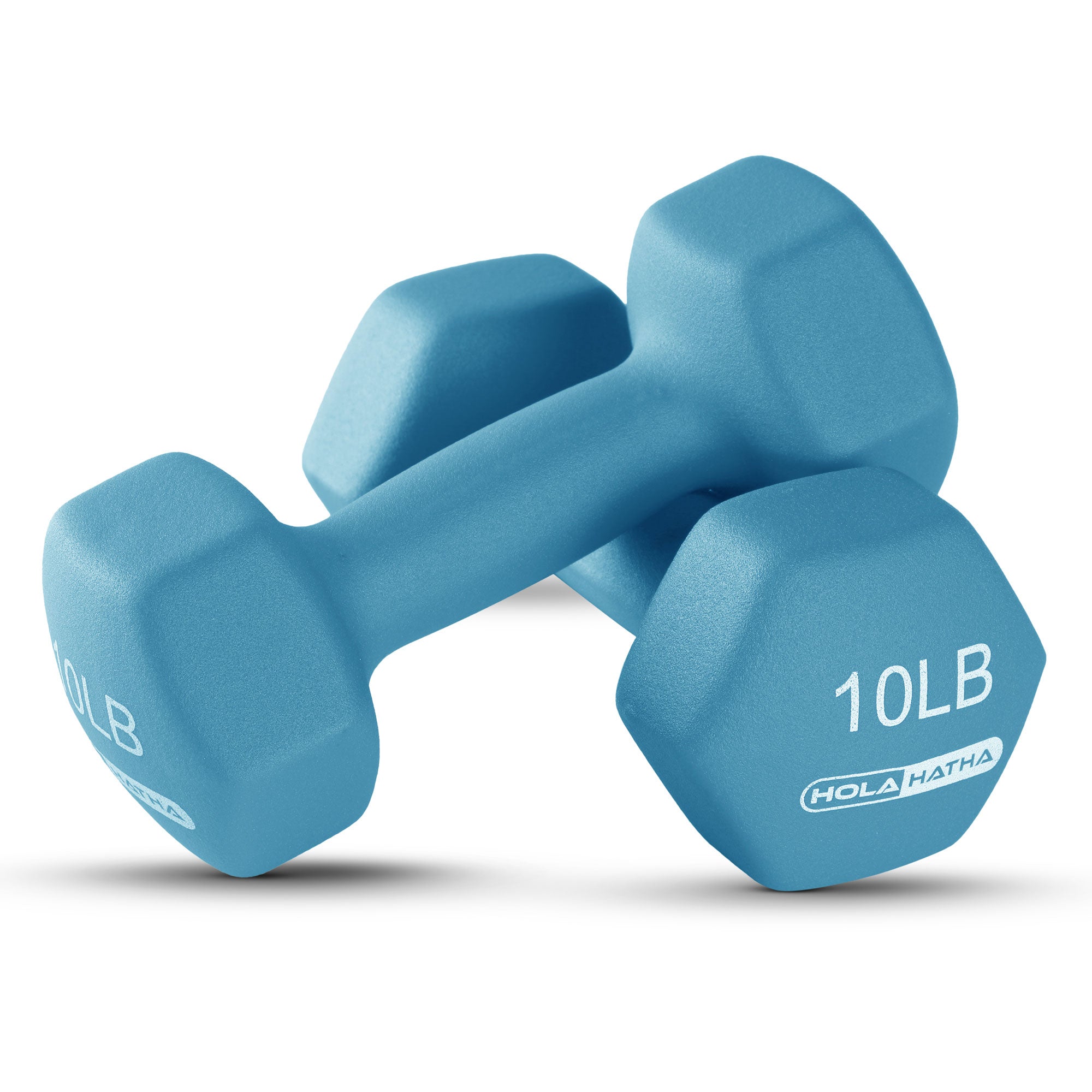 HolaHatha 5, 10, and 15lb Neoprene Dumbbell Weight Set with Storage Rack (Used)