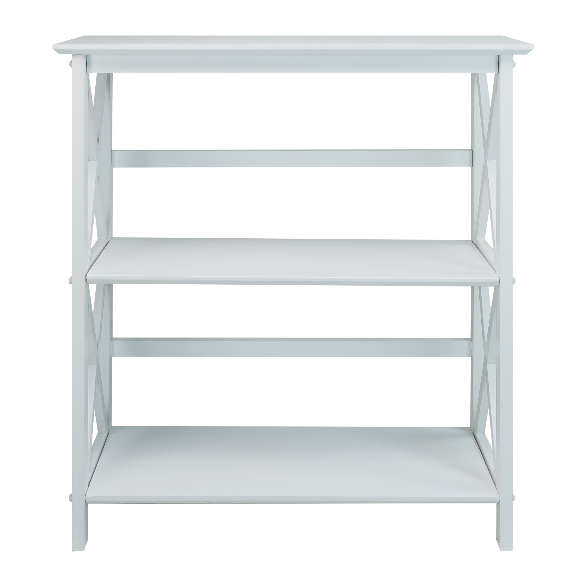 Casual Home Montego 3 Tier Open Shelf X Design Wooden Bookcase, Wood (White) (Refurbished)
